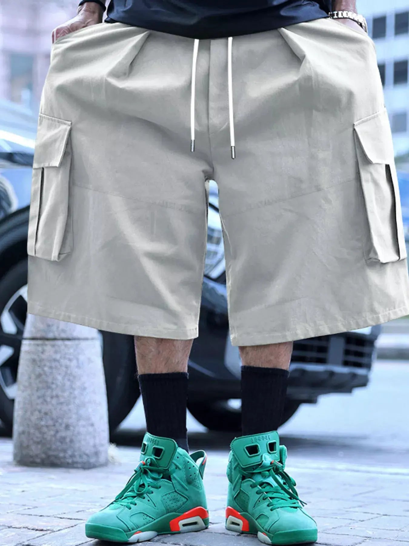 Men's Full Size Cargo Shorts with Drawstring Waist Plus Size by Trendsi