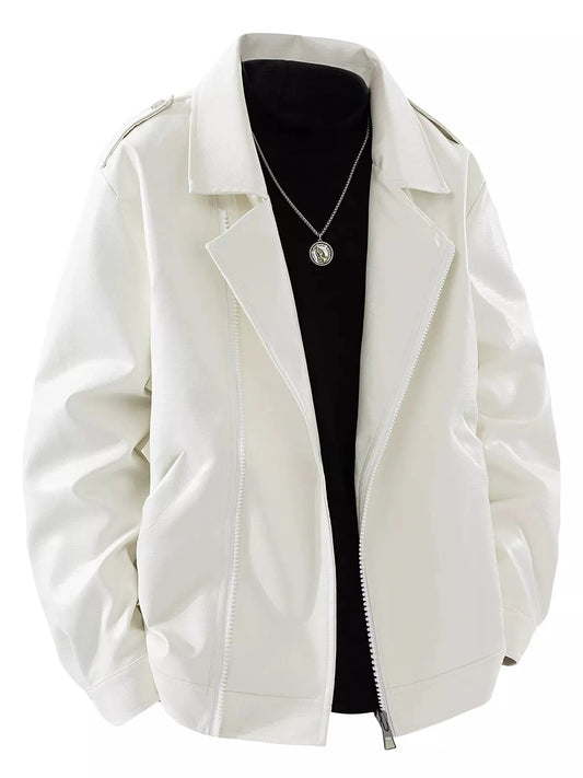 Men's Plus Size Lapel Collar Long Sleeve Outerwear by Trendsi
