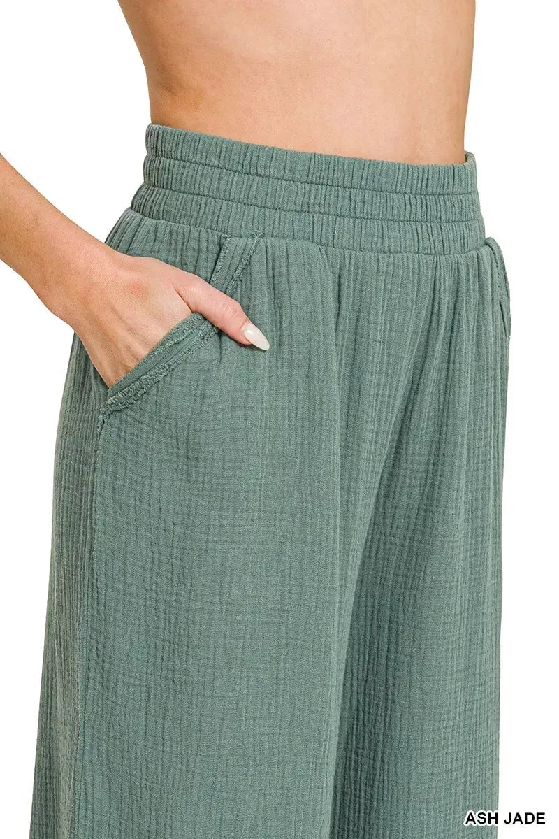 Zenana Double Gauze Lounge Pants by Zenana