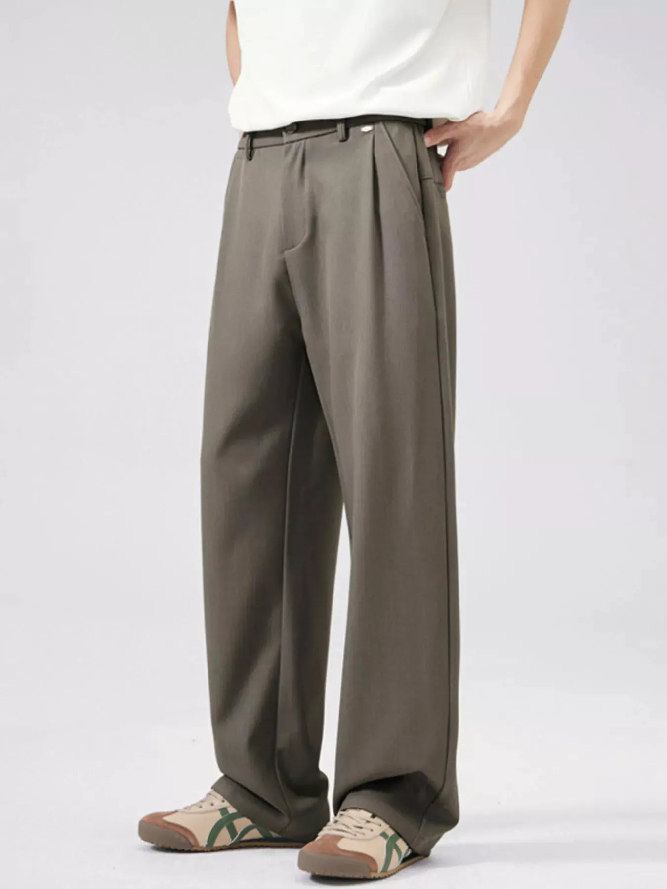 Men's Full Size Wide Leg Pleated Pants Plus Size by Trendsi