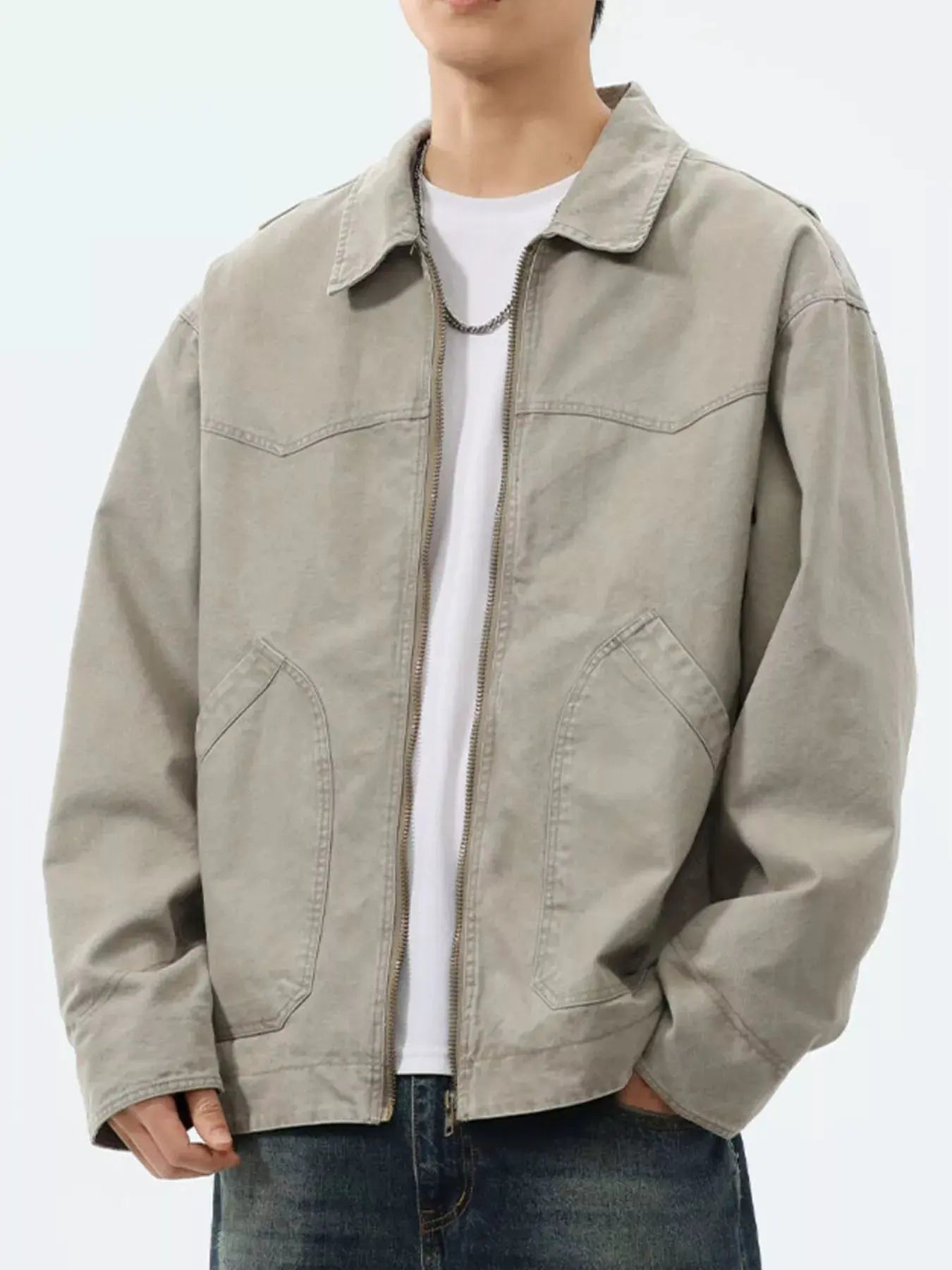 Men's Plus Size Zip-Up Trucker Jacket by Partner Label
