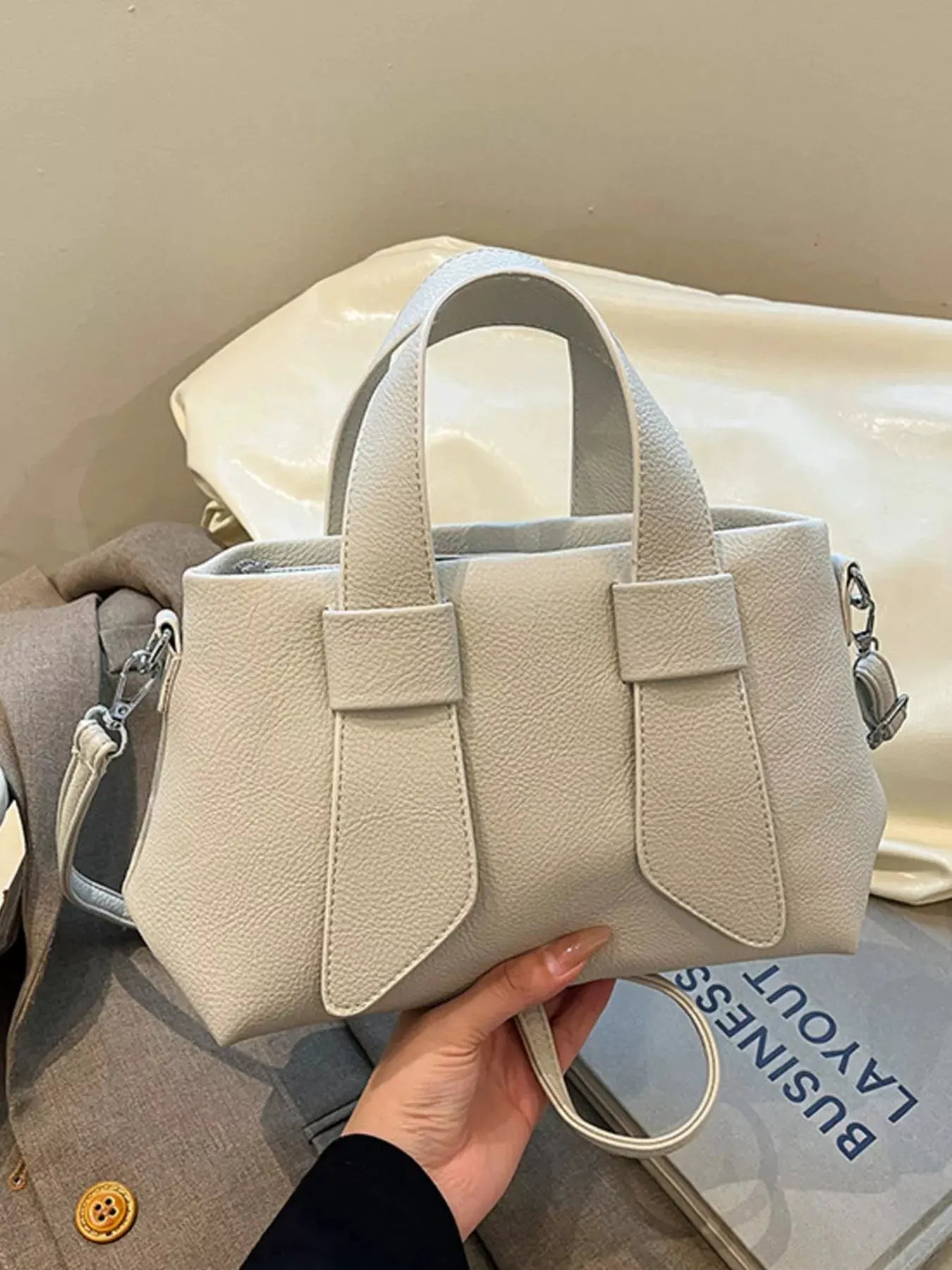 Textured Faux Leather Crossbody Bag by Partner Label