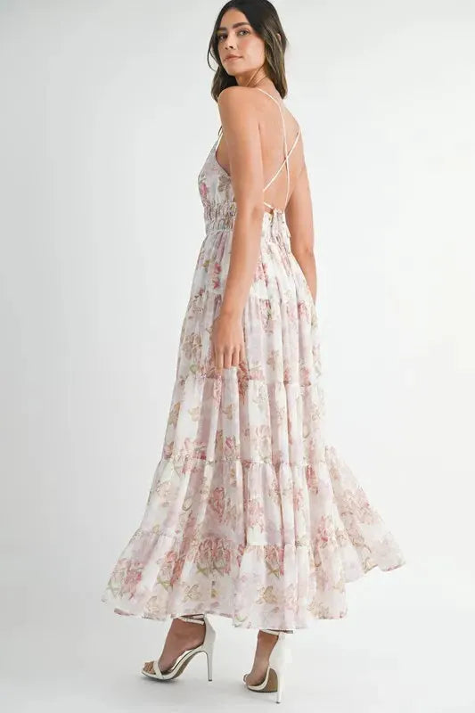 MABLE Floral Print Tiered Cami Maxi Dress by MABLE