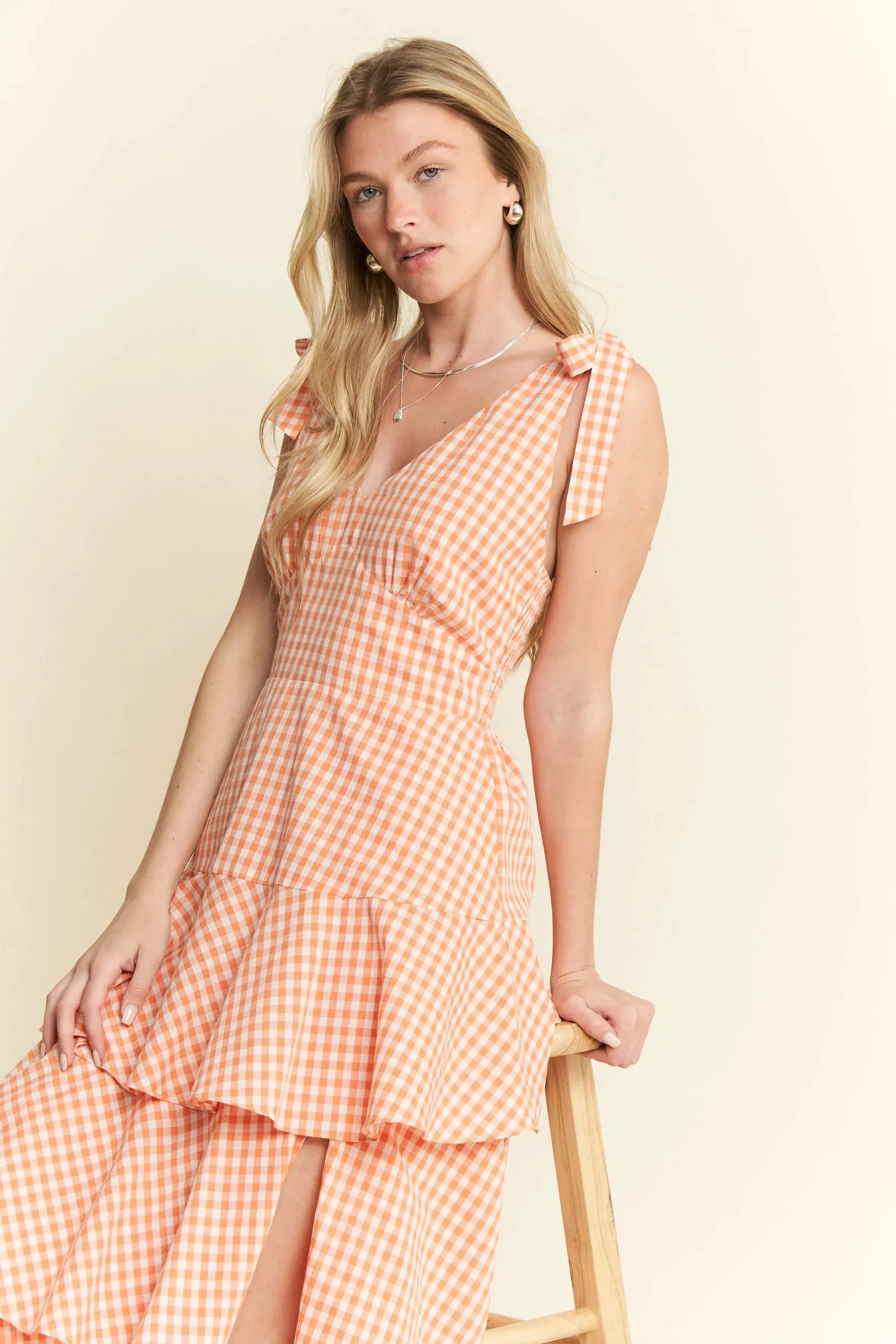 Jade By Jane Sleeveless Gingham Print Tiered Midi Dress by Jade By Jane