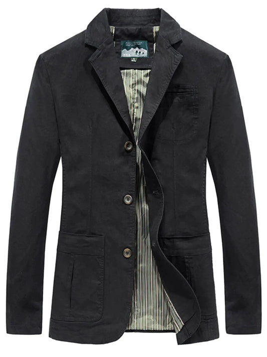 Men's Plus Size Lapel Collar Button Up Blazer by Trendsi