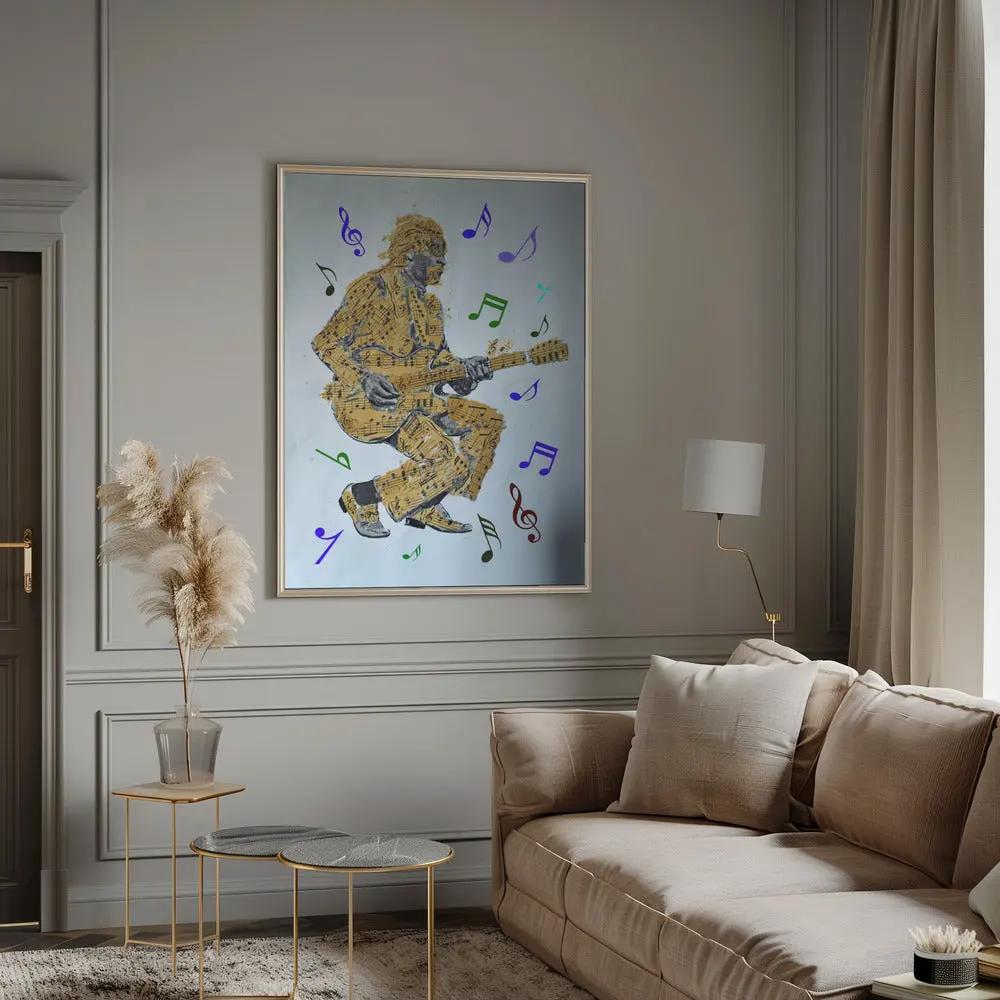 Guitarist Music Notes--Music Poster Canvas Print by Carlo Kaminski