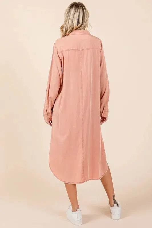 Mittoshop Button Down Long Sleeve Shirt Dress by Mittoshop