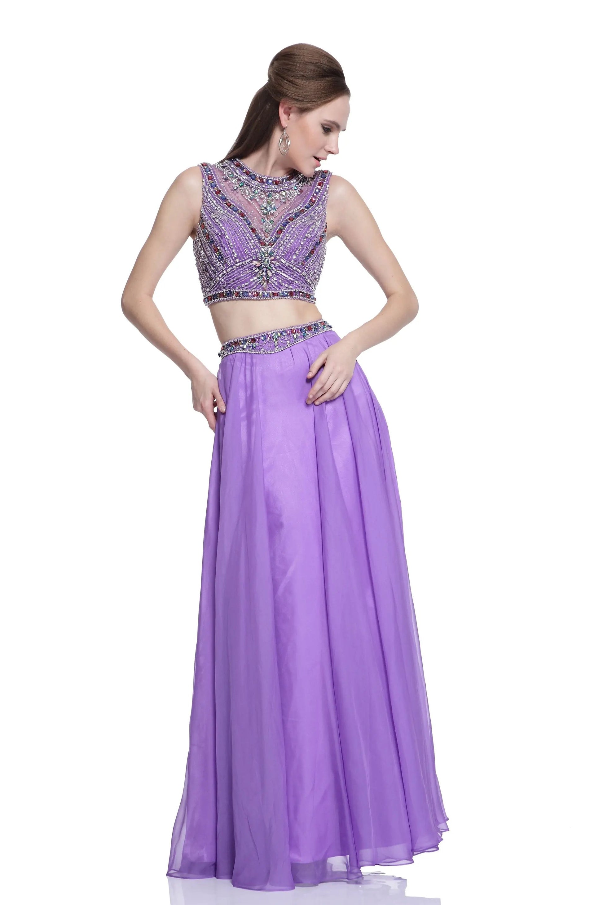 Beaded 2 Piece Chiffon Dress by Tux-USA