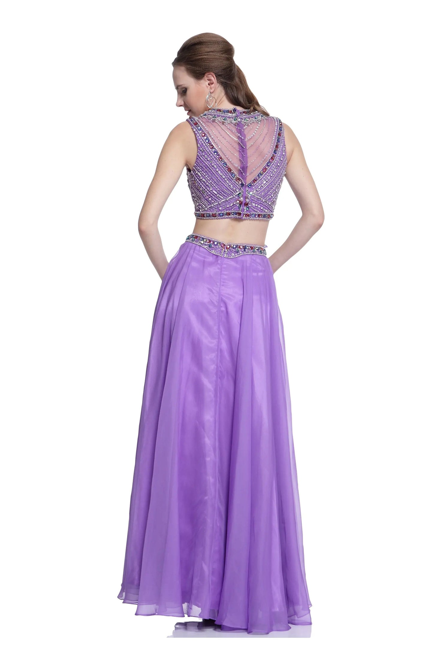 Beaded 2 Piece Chiffon Dress by Tux-USA