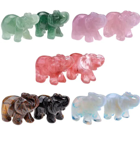 Natural Stone 1.5'' Elephant Crystal Art Ornament
