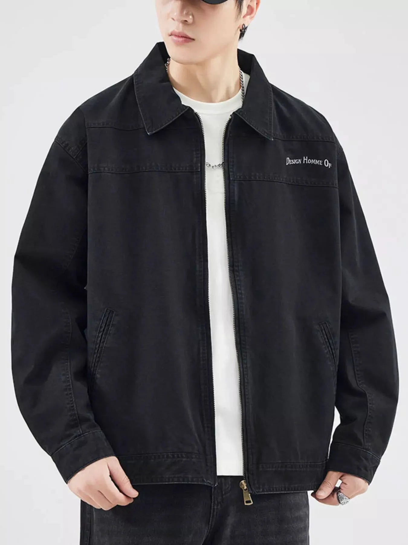Men's Plus Size Zip Up Long Sleeve Jacket by Partner Label