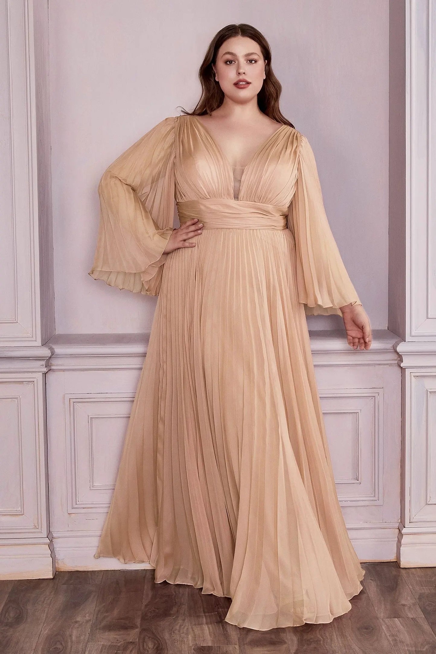 Long Sleeve Chiffon Gown by Tux-USA