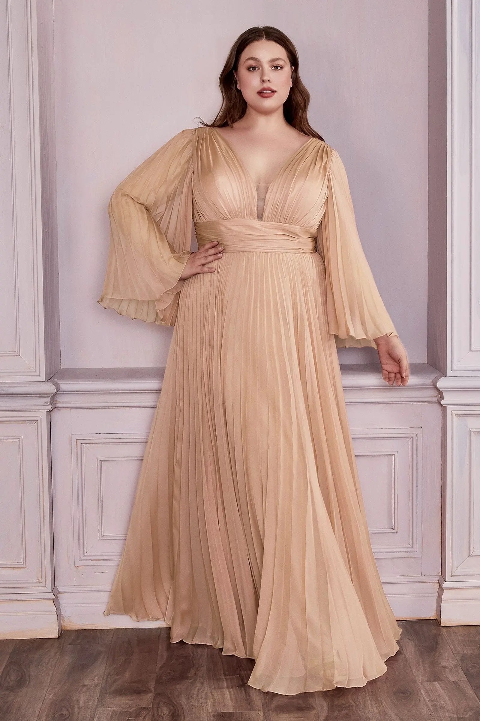 Long Sleeve Chiffon Gown by Tux-USA