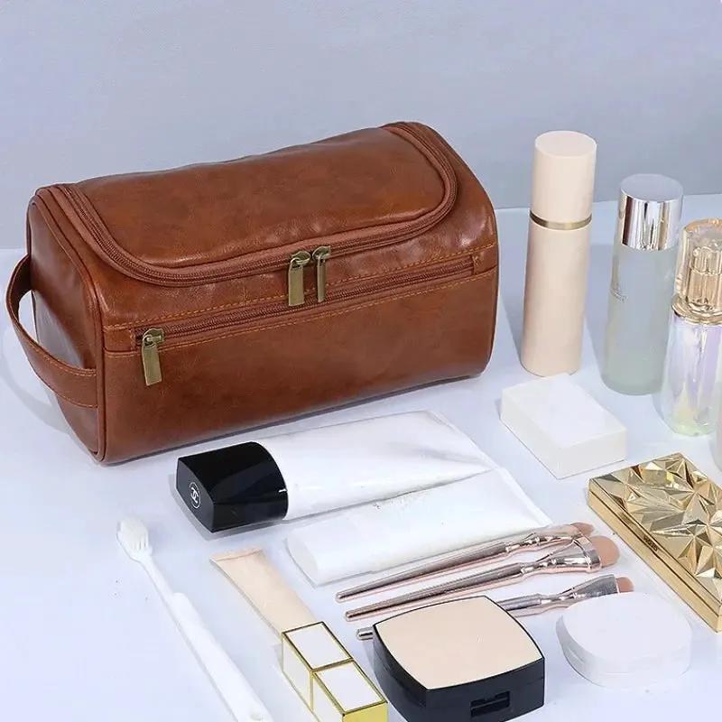 PU Leather Toiletry Bag for Men & Women – Hanging Travel Dopp Kit Organizer by Inland Leather Co