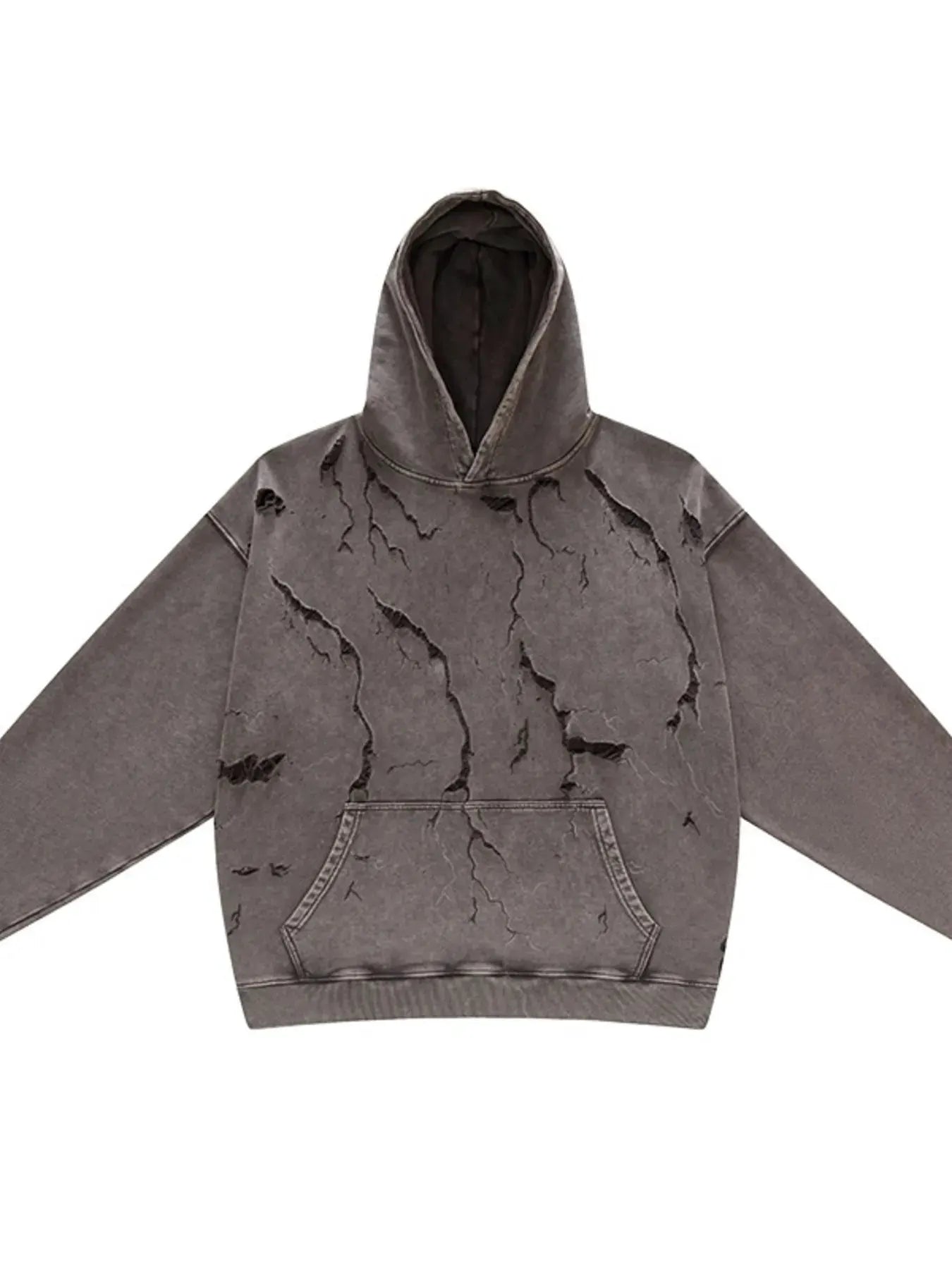 Men's Distressed Long Sleeve Hoodie by Trendsi