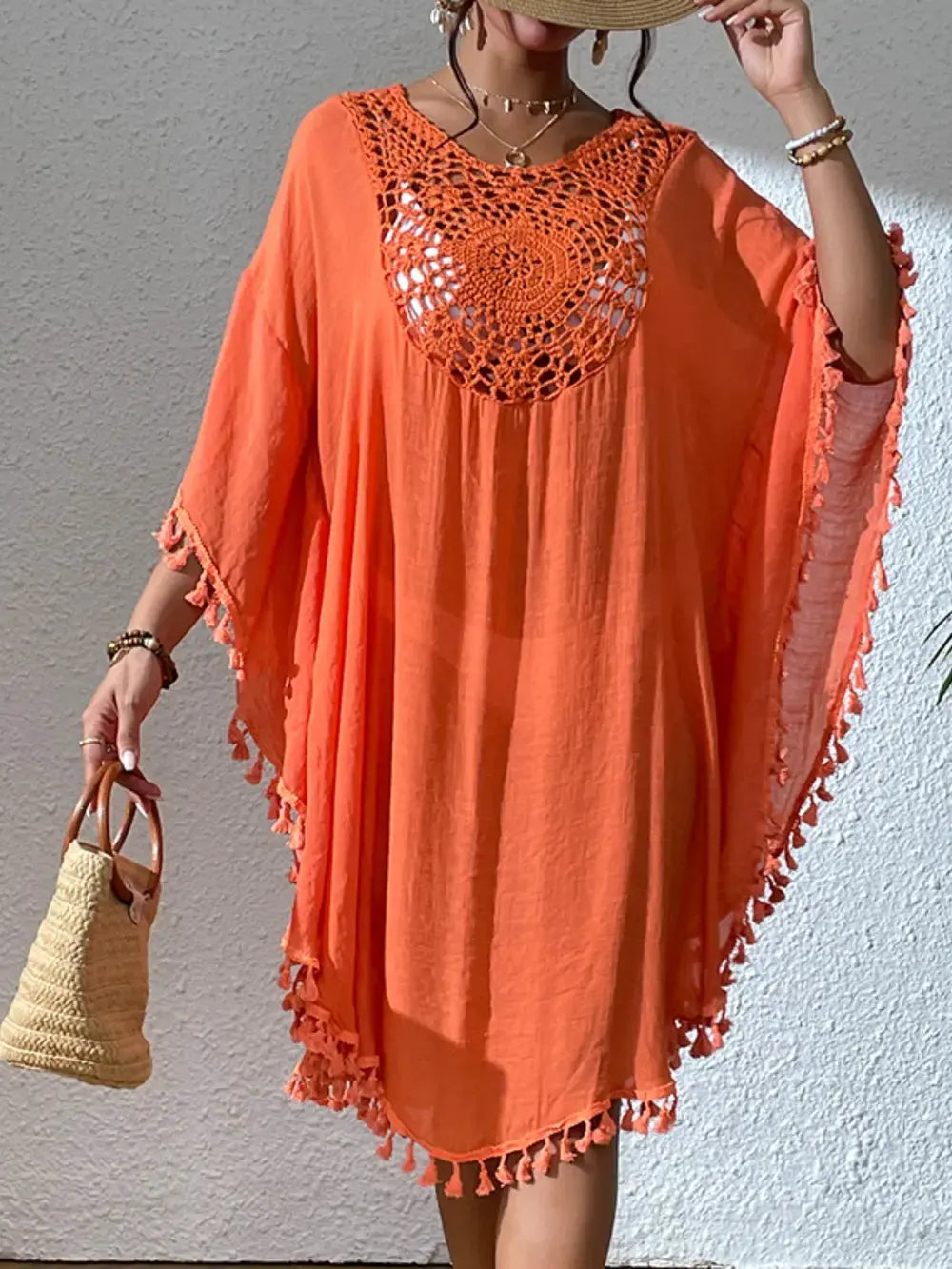 Tassel Cutout Scoop Neck Cover-Up Dress by Partner Label