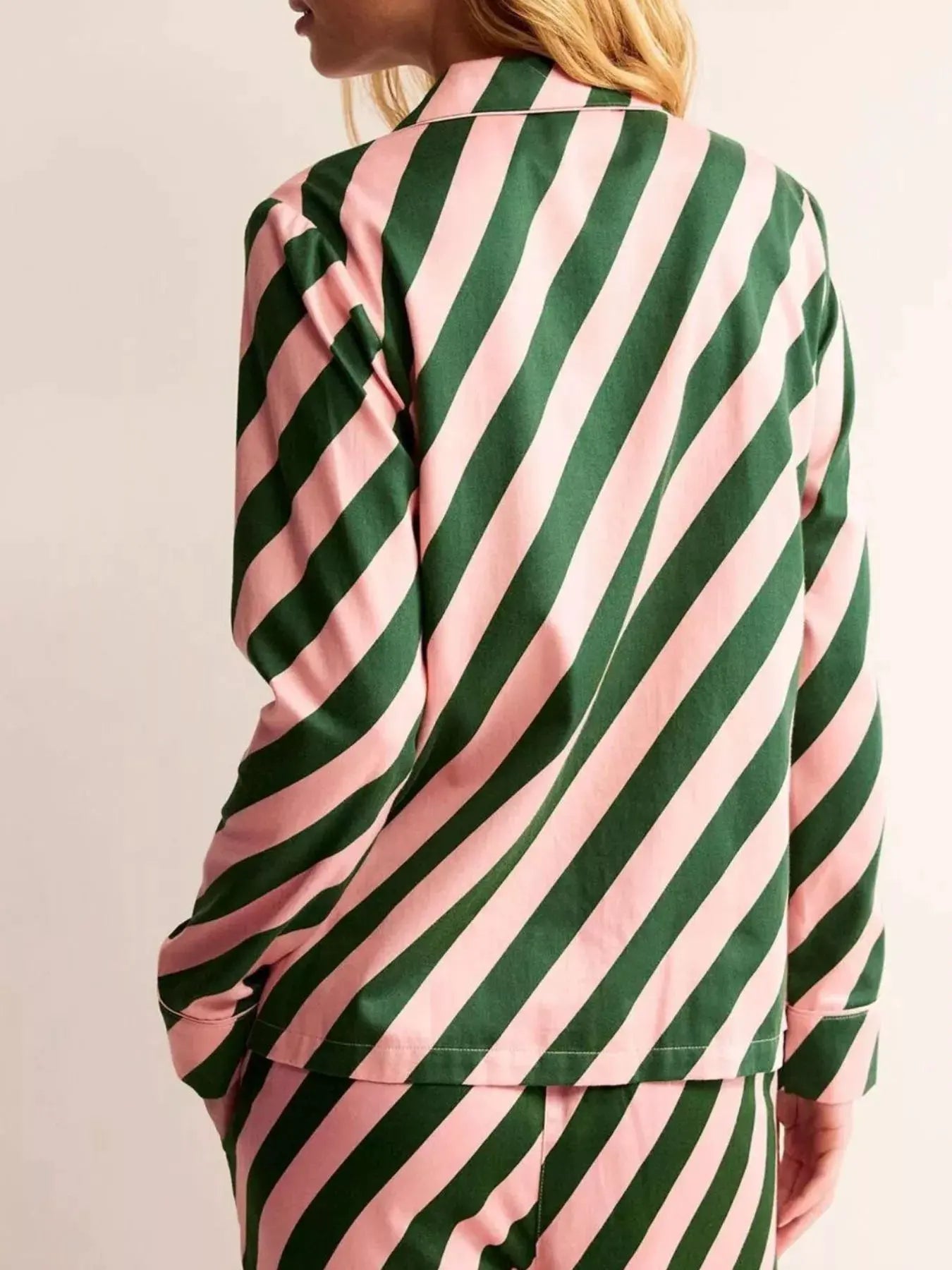 Striped Long Sleeve Shirt and Pants Lounge Set by Partner Label