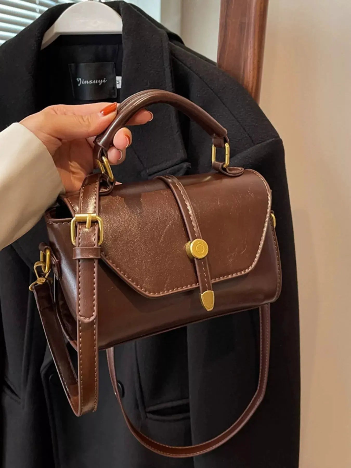 Leather Top Handle Crossbody Bag by Partner Label