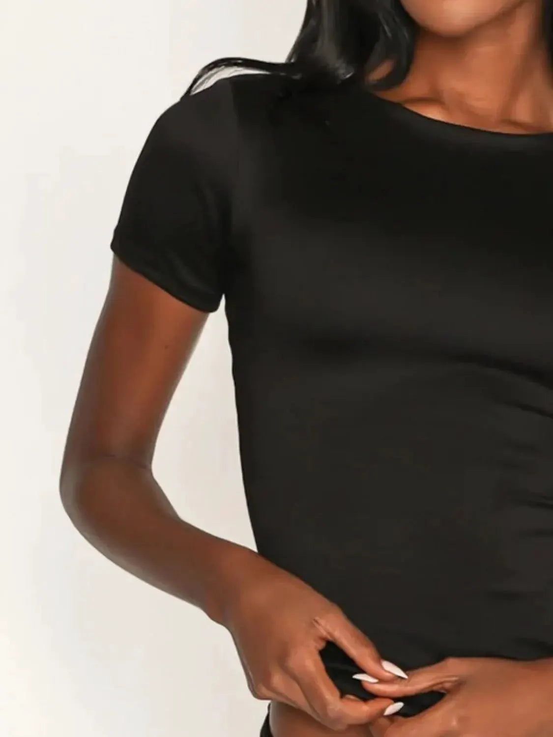 Round Neck Short Sleeve Swim Top by Partner Label