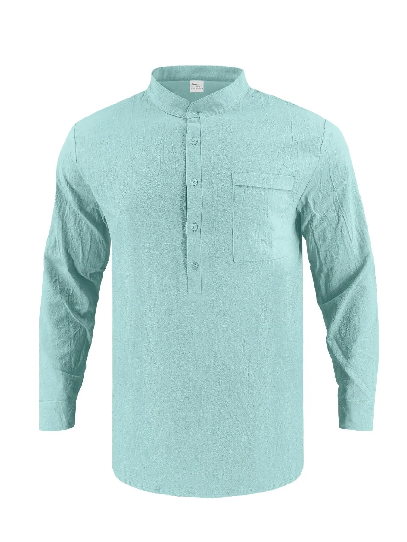Men's Full Size Button Detail Long Sleeve Shirt Plus Size by Trendsi