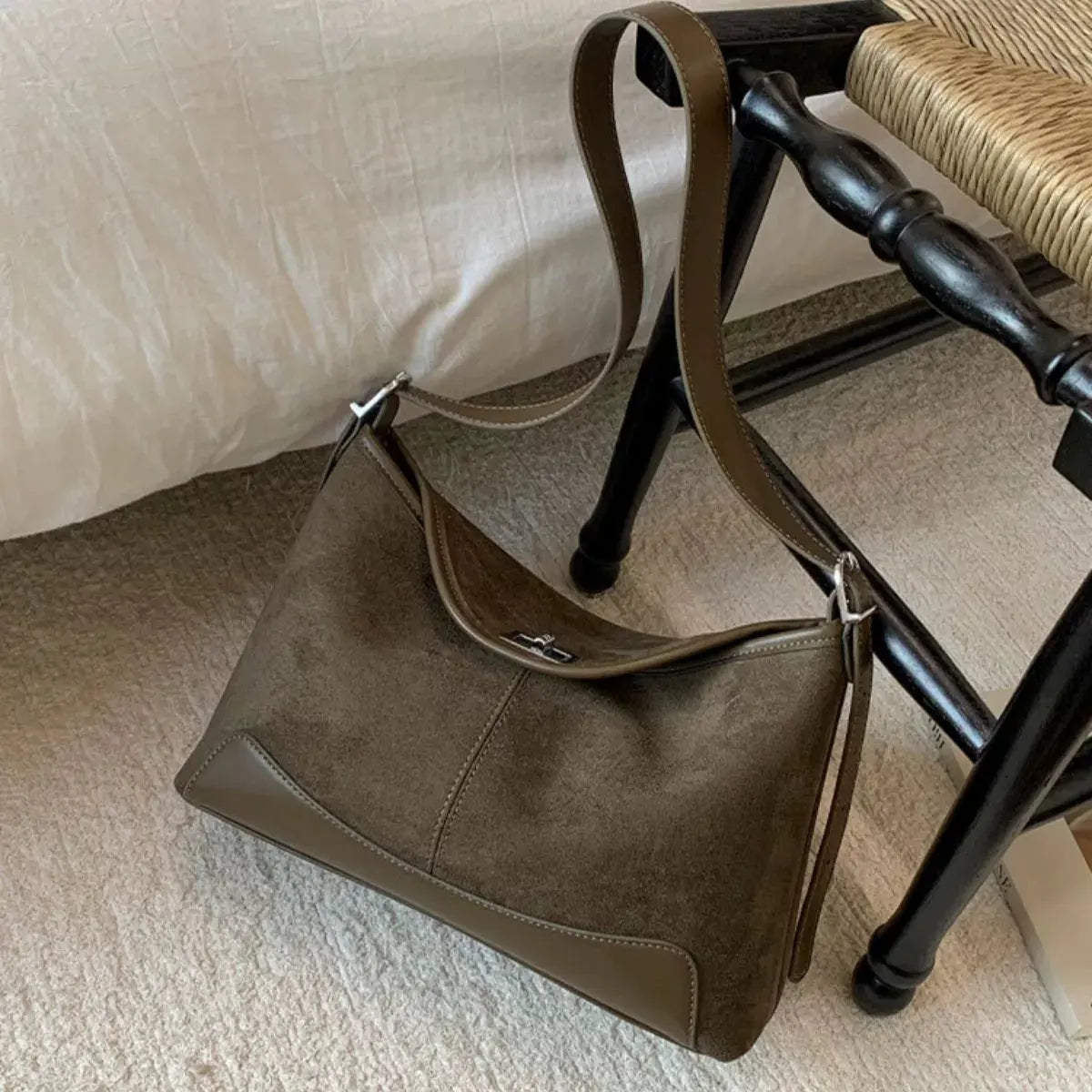 Suede Crossbody Bag with Adjustable Strap by Partner Label