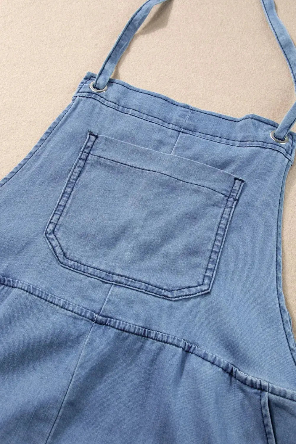 Square Neck Denim Overalls with Pockets by Partner Labels