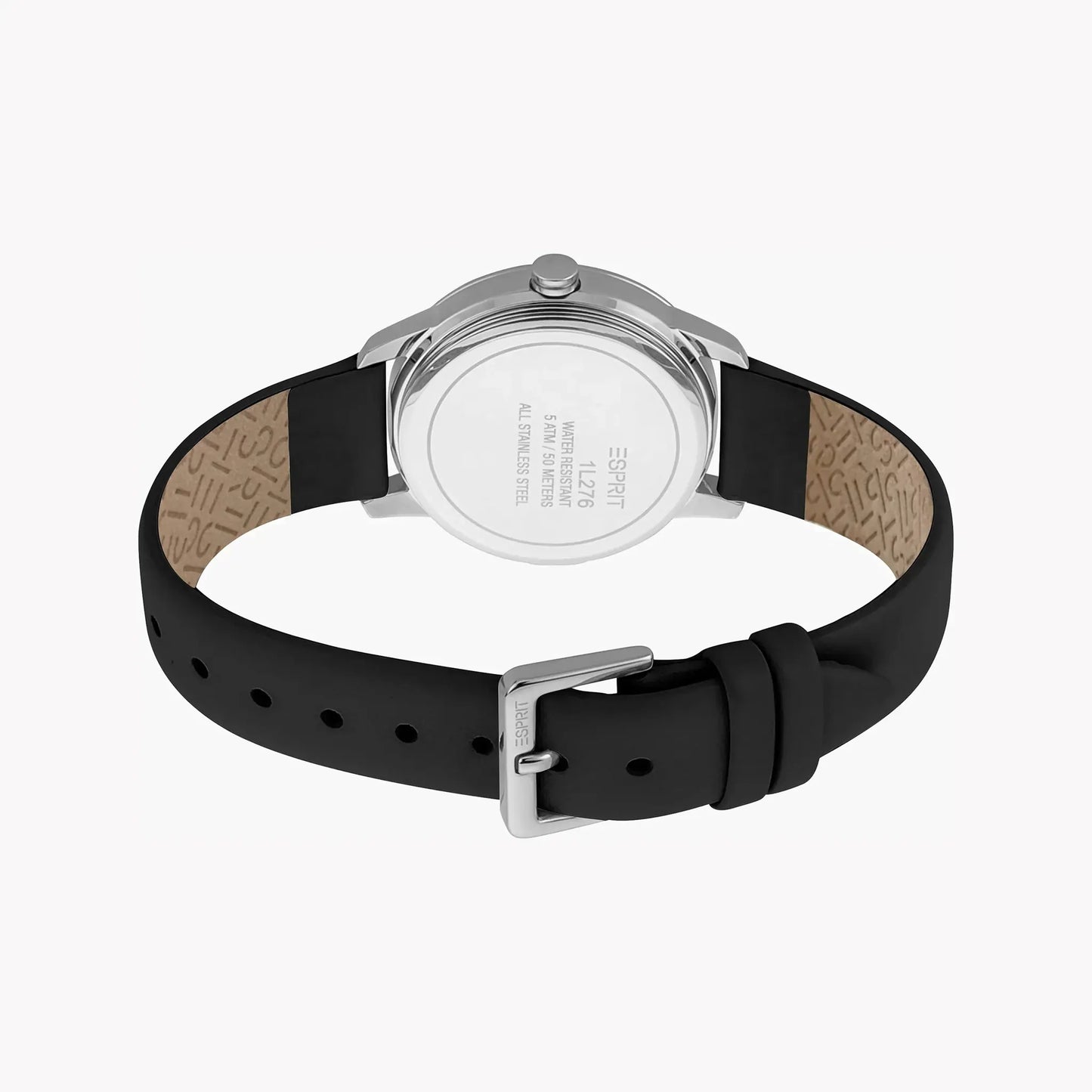 Esprit Women's Black Leather Watch, Silver Dial | ES1L276L1015 by ESPRIT