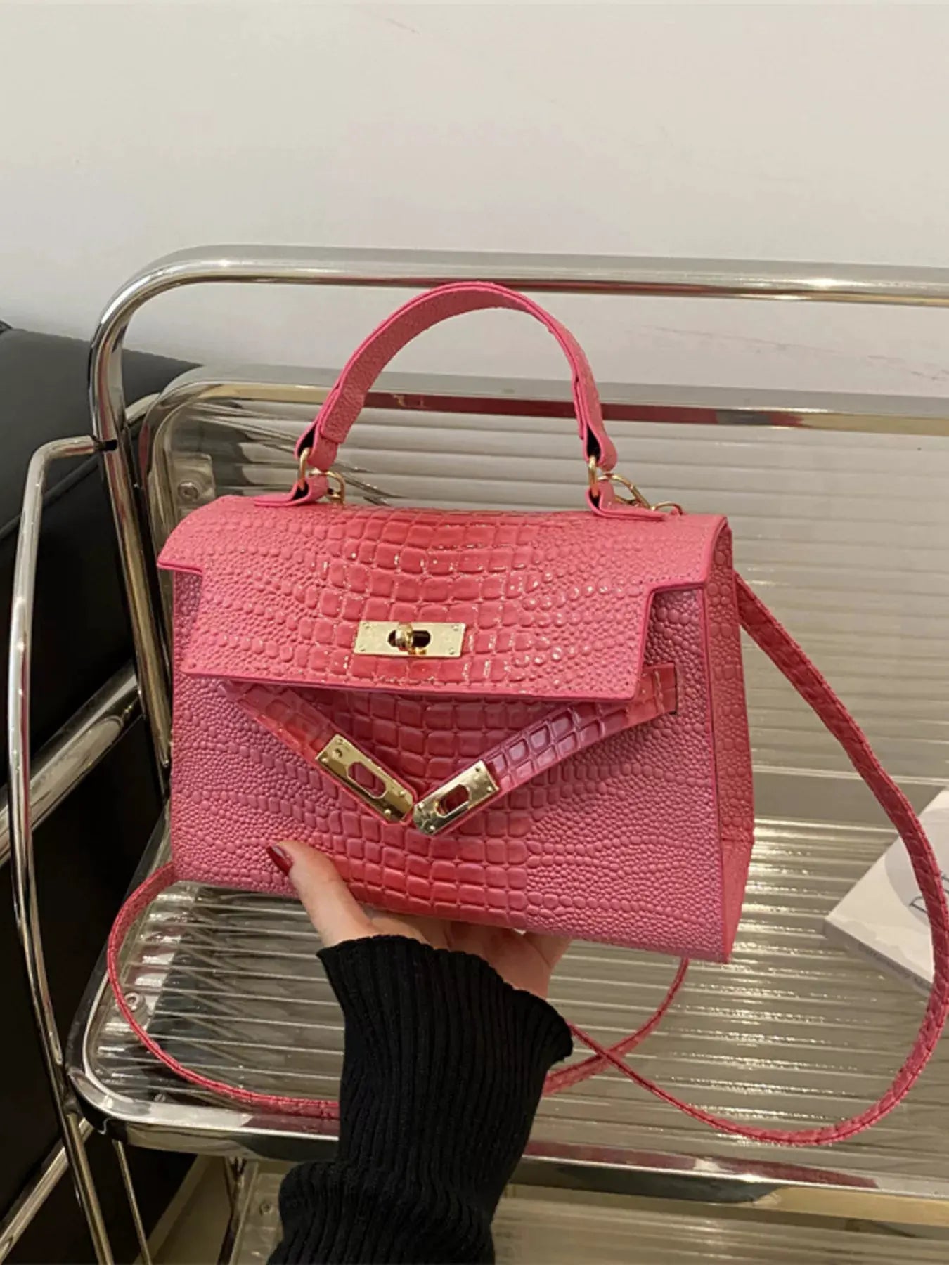 Embossed Flap Crossbody Bag by Partner Label