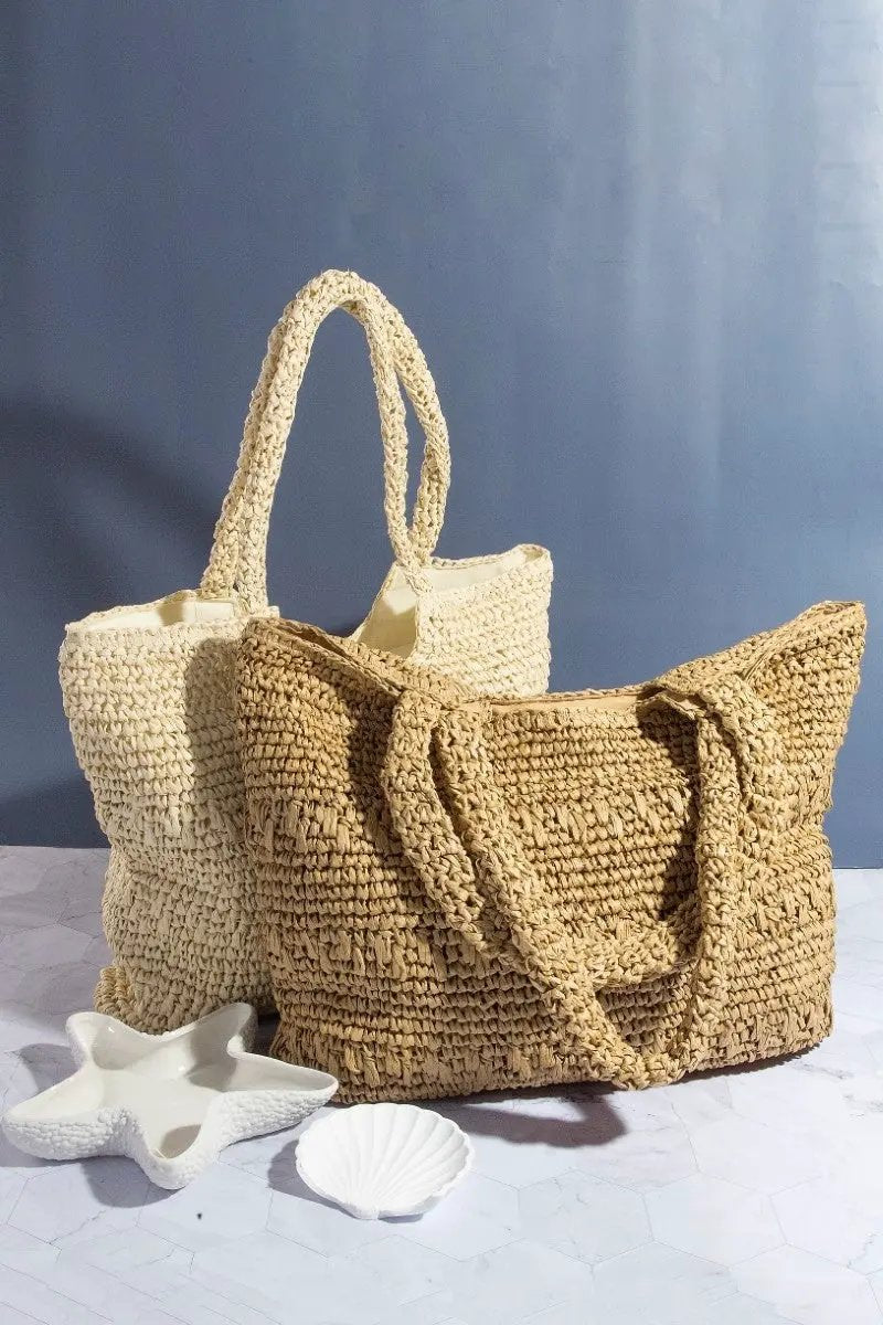 Fame Straw Braided Square Tote Bag by Partner Label