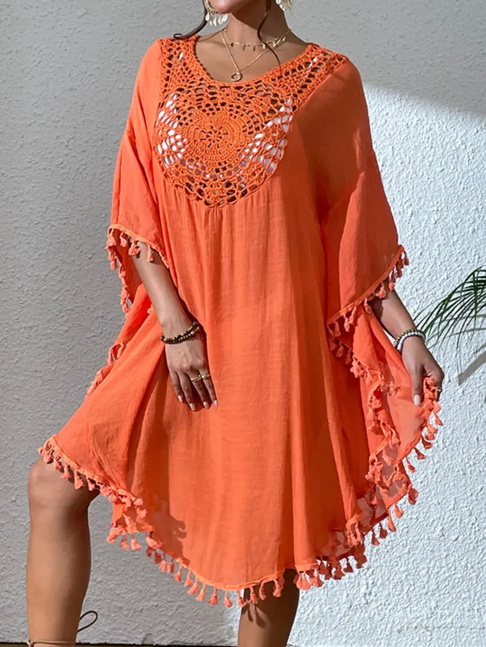 Tassel Cutout Scoop Neck Cover-Up Dress by Partner Label