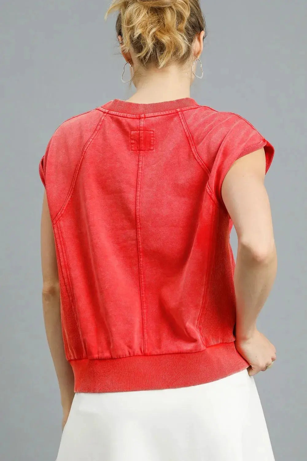 Umgee Round Neck Cap Sleeve Sweatshirt by Umgee