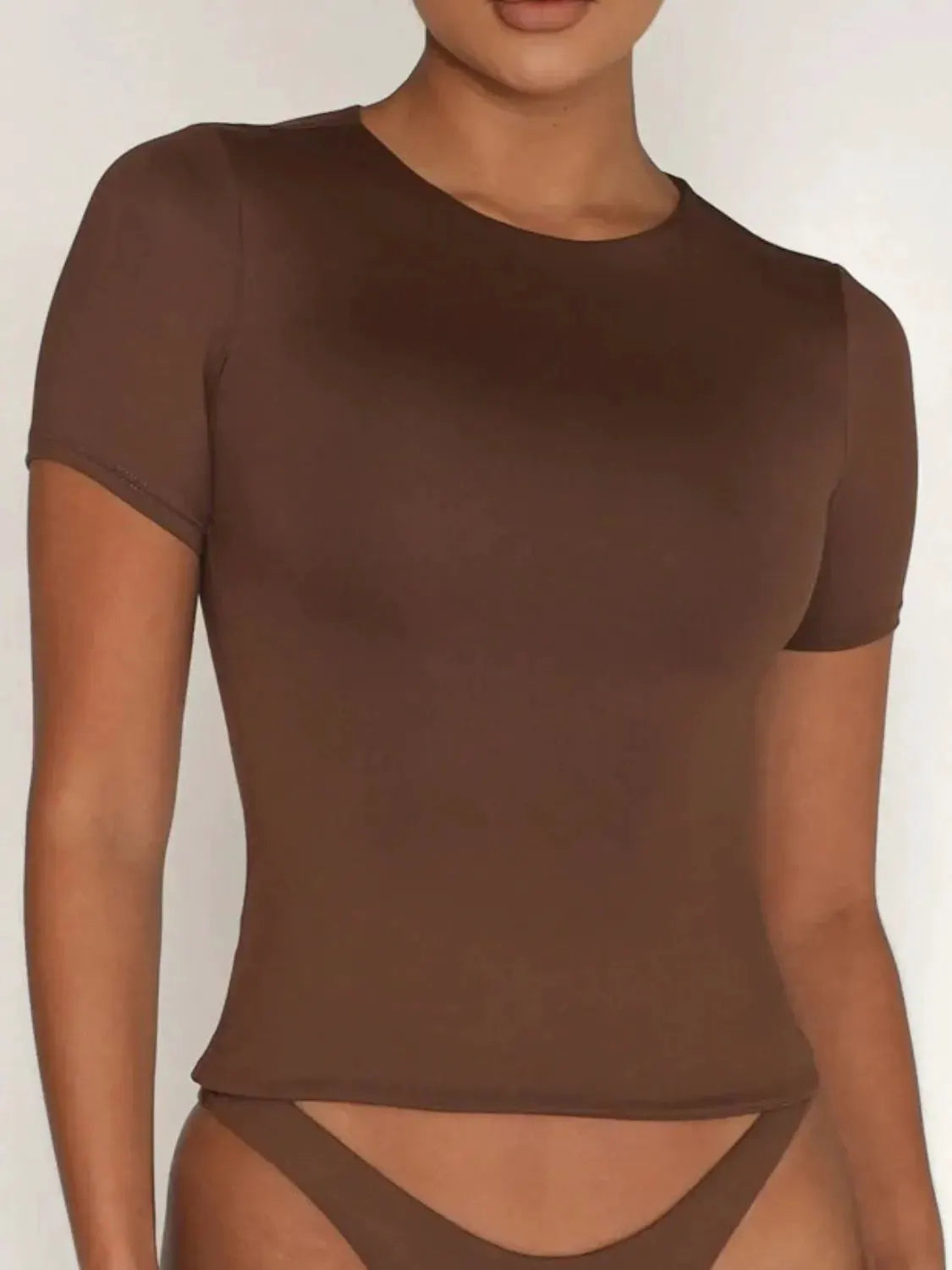Round Neck Short Sleeve Swim Top by Partner Label
