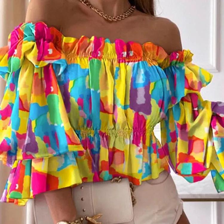 Shirts Women Long Sleeve Blouse Sexy by Anybestbuy Store