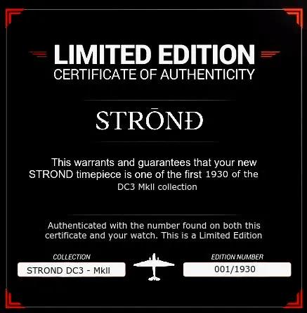 STROND DC3 MkII All Black Bronze Watch 316L Stainless Steel Sapphire 42mm by STROND