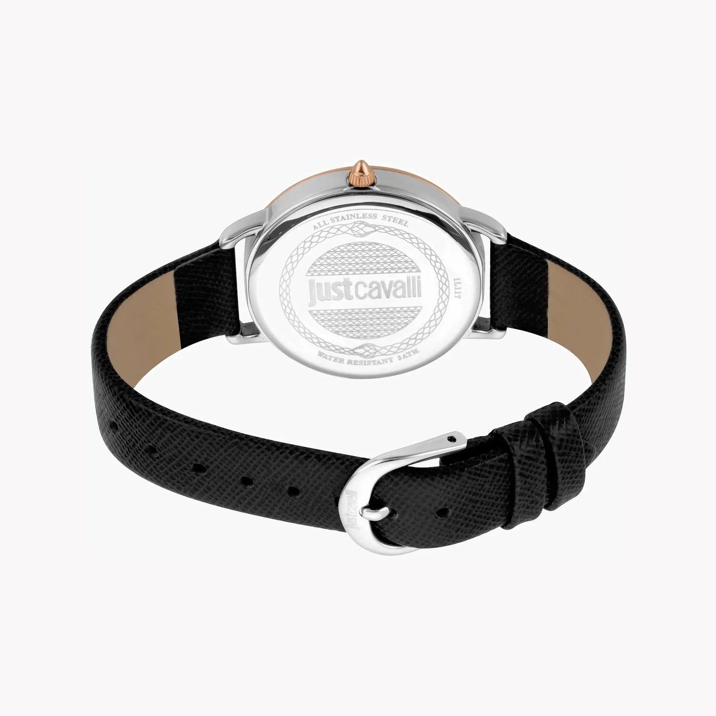 Just Cavalli Women's Black Leather Watch, Silver Dial | Jc1l117l0045 by JUST CAVALLI