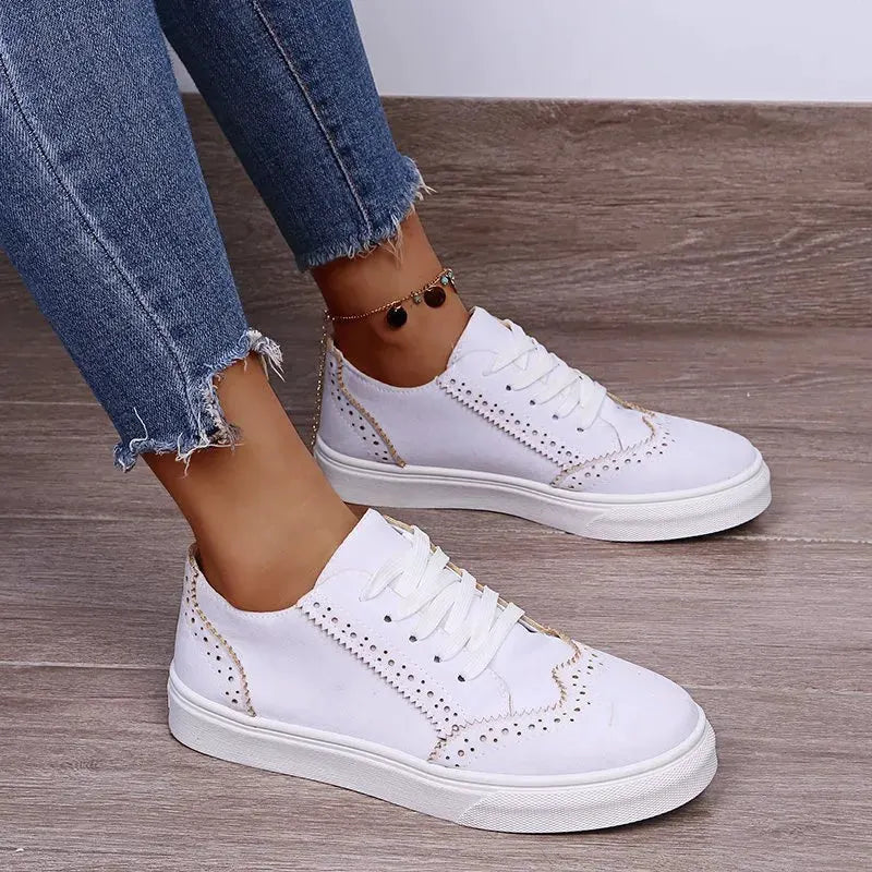 Lace-Up Suedette Flat Sneakers by Partner Label