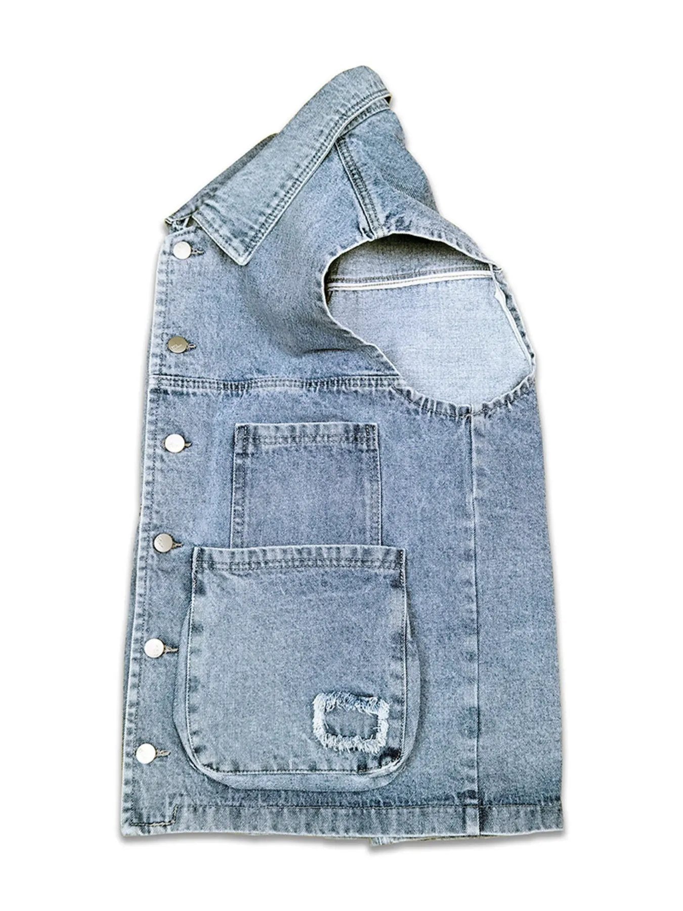 Men's Plus Size Vintage Washed Denim Vest by Trendsi
