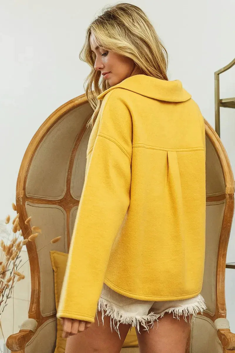 BiBi Flap Pockets Fleece Collared Sweatshirt by BiBi