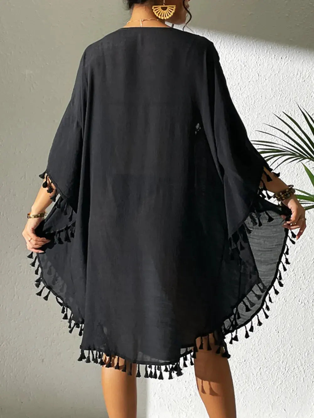 Tassel Cutout Scoop Neck Cover-Up Dress by Partner Label