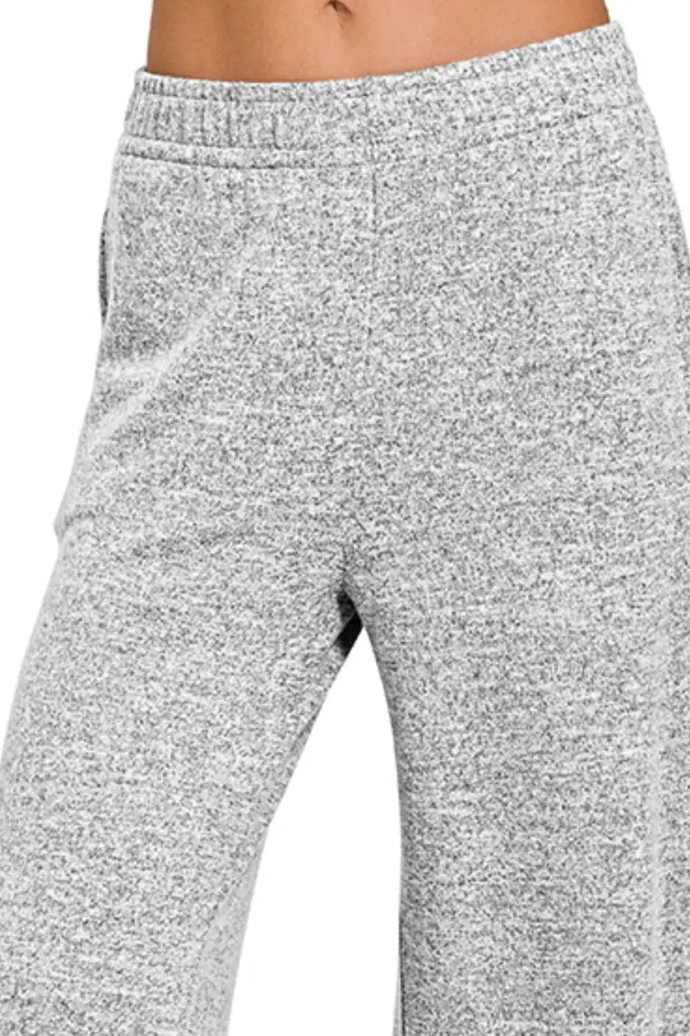 Zenana Soft Melange Hacci Elastic Waistband Lounge Pants by Zenana