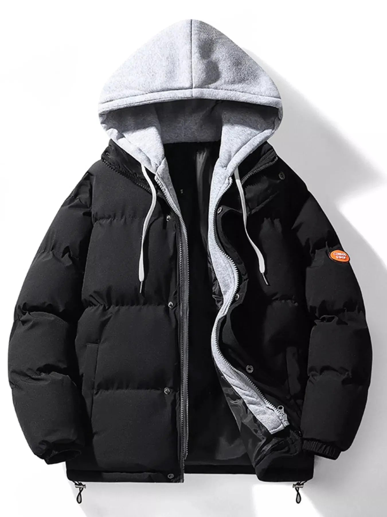 Men's Plus Size Hooded Padded Puffer Jacket by Partner Label