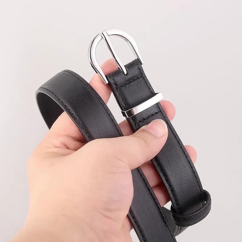 Silver Buckle Leather Belt by Trendsi
