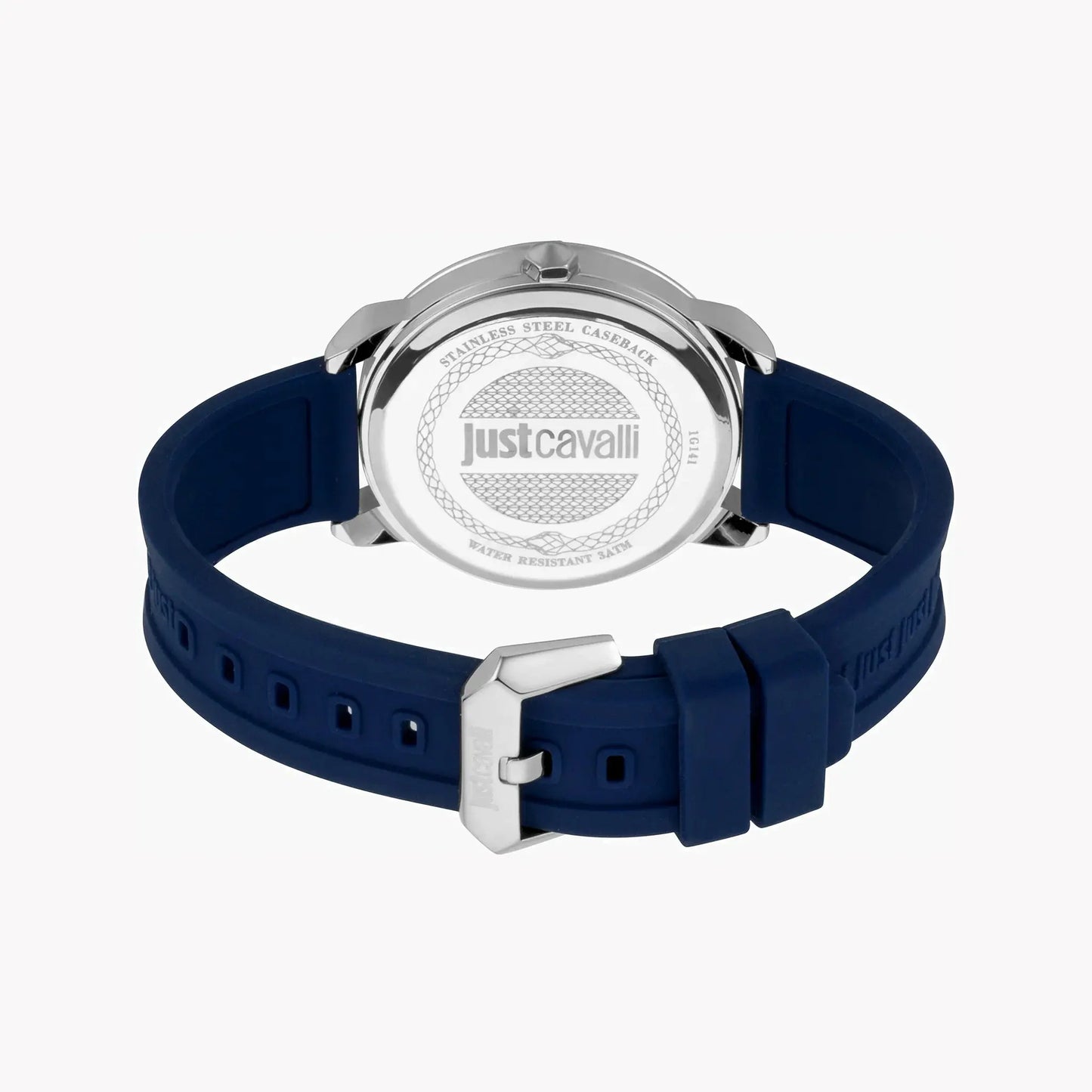 Just Cavalli Men's Blue Silicone Watch, Silver Dial | Jc1g141p0025 by JUST CAVALLI
