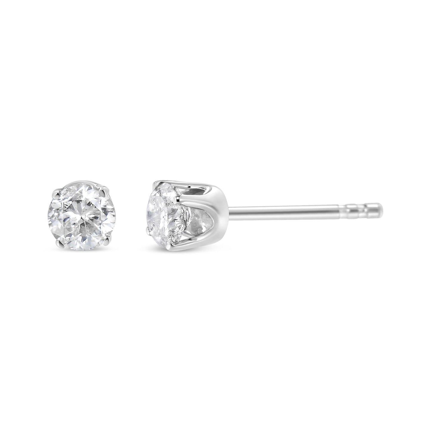14K White Gold 5/8 Cttw Round Brilliant-Cut Lab Grown Diamond Classic 4-Prong Push back Stud Earrings (F-G Color, VS1-VS2 Clarity)-2