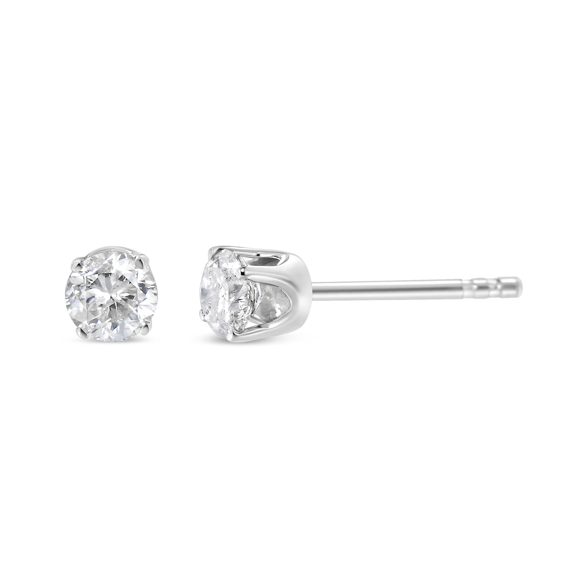 14K White Gold 5/8 Cttw Round Brilliant-Cut Lab Grown Diamond Classic 4-Prong Push back Stud Earrings (F-G Color, VS1-VS2 Clarity)-2