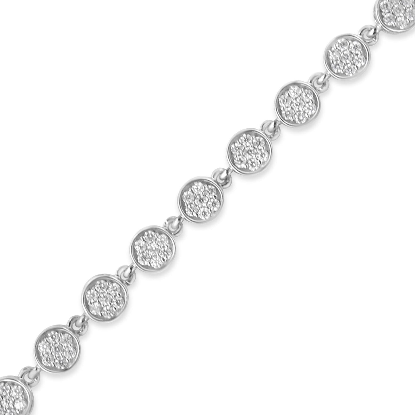 .925 Sterling Silver 2.0 Cttw Round Diamond Link Bracelet (G-H Color, I1-I2 Clarity) - 7.25"-2