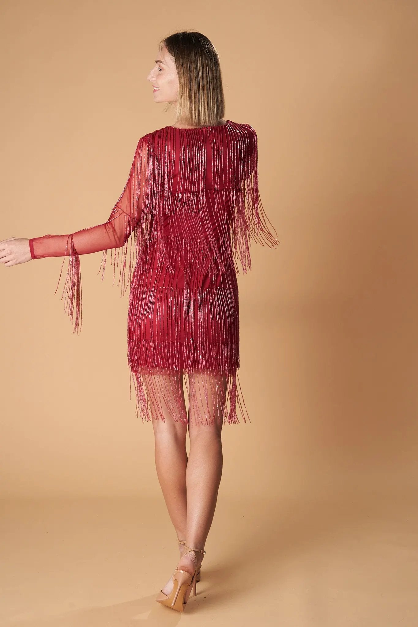 Chandra Fringed Mini Party Dress with Beaded Detail by Ceylan Bcn
