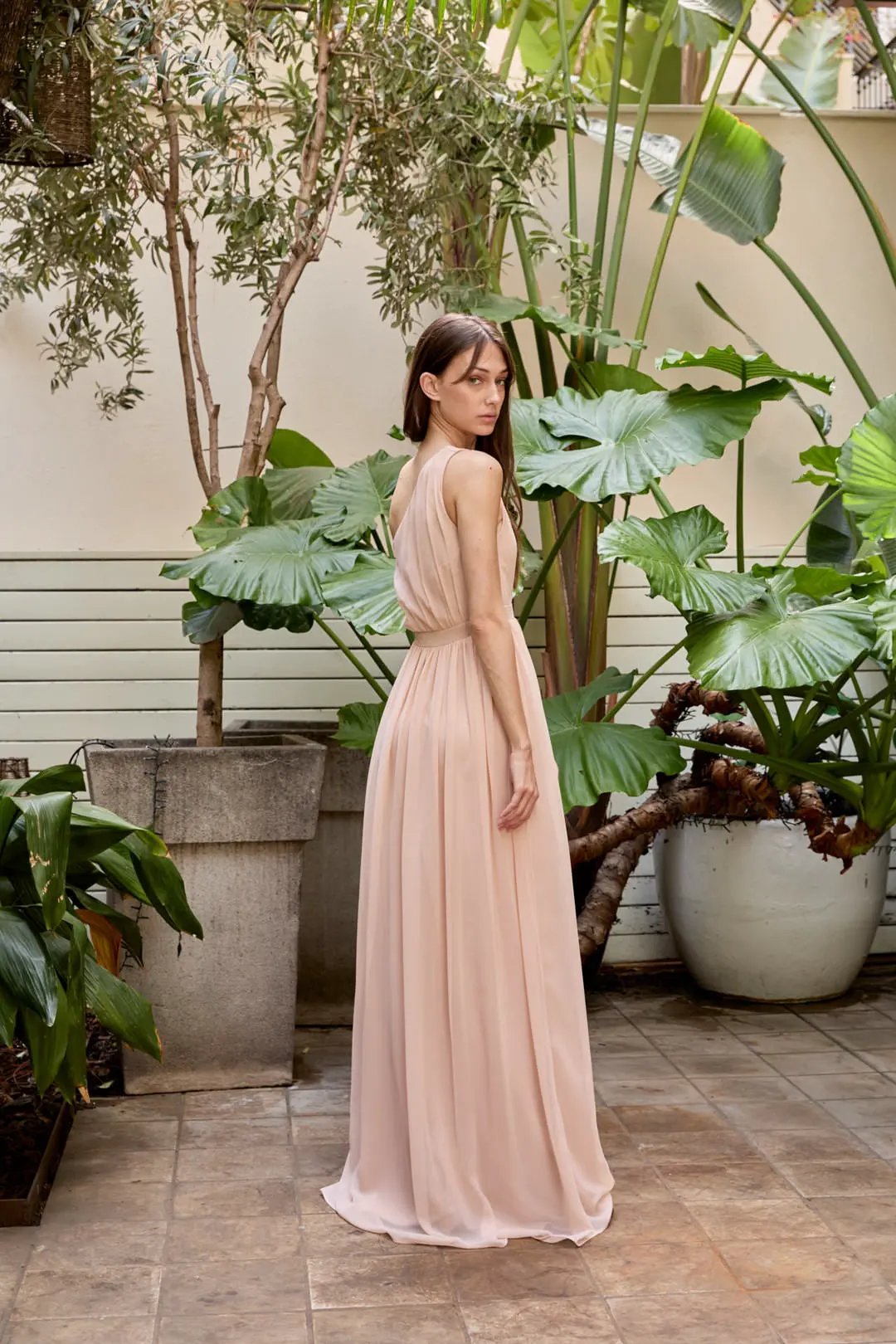 Aquila Gown in Flowing Chiffon Made in Spain by Ceylan Bcn