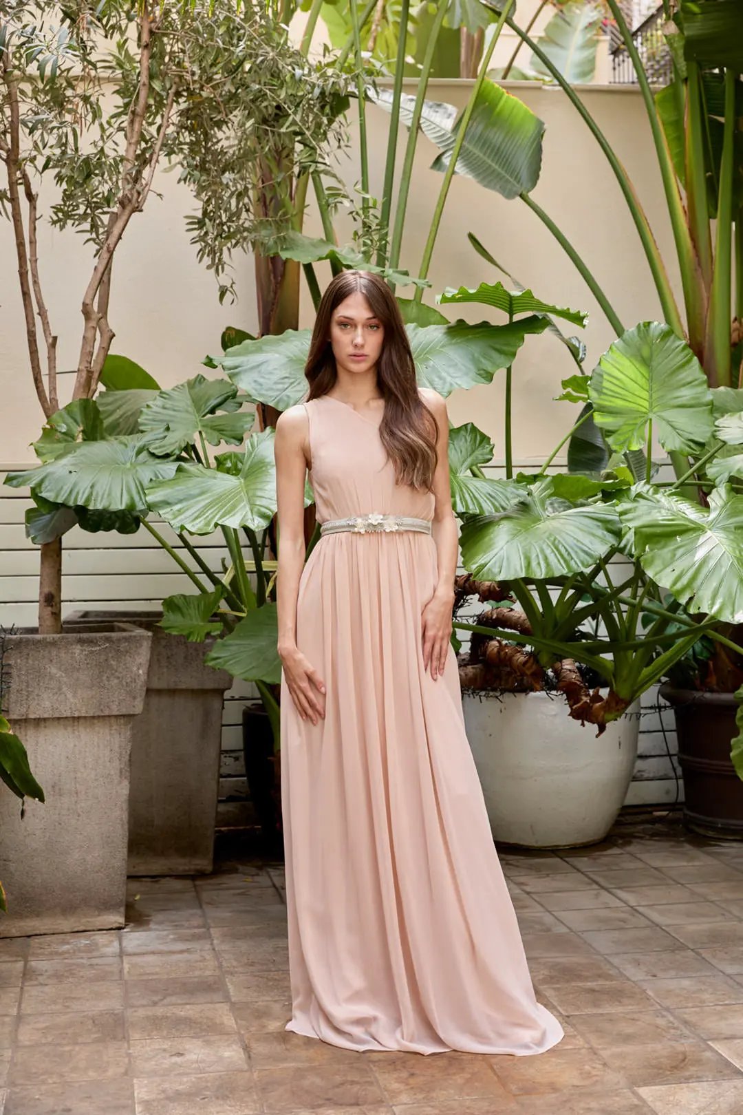 Aquila Gown in Flowing Chiffon Made in Spain by Ceylan Bcn