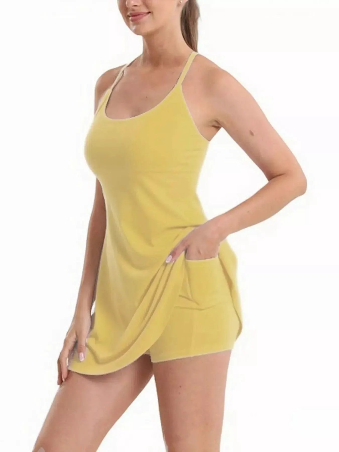 Scoop Neck Cami and Shorts Active Set by Trendsi